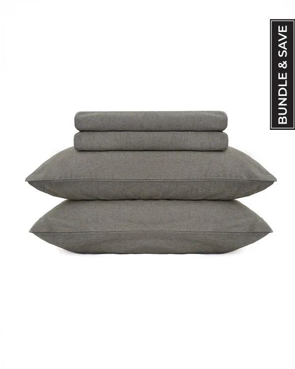 Classic Micro Twill Solid Melange Sheet Set Moss