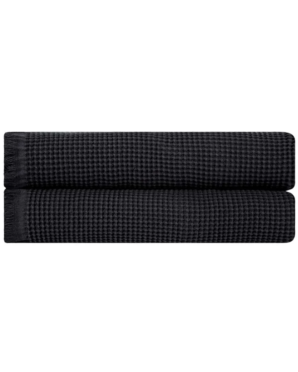 Micro Waffle XL Bath Bundle - 2 Pack - Black - Image 3