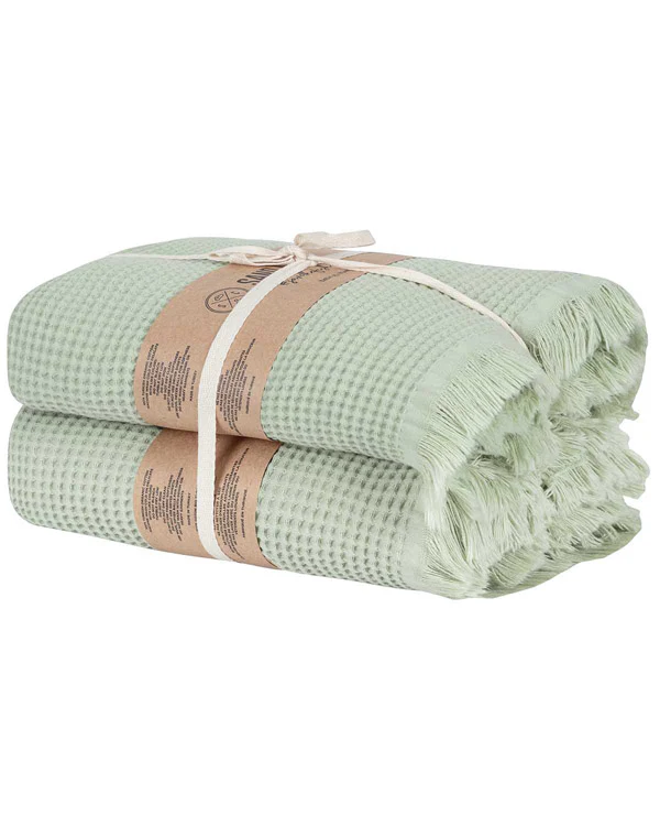 Micro Waffle XL Bath Bundle - 2 Pack - Sage