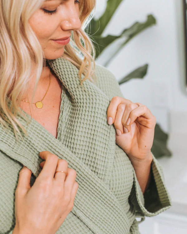 Micro Waffle Robe Sage - Image 7