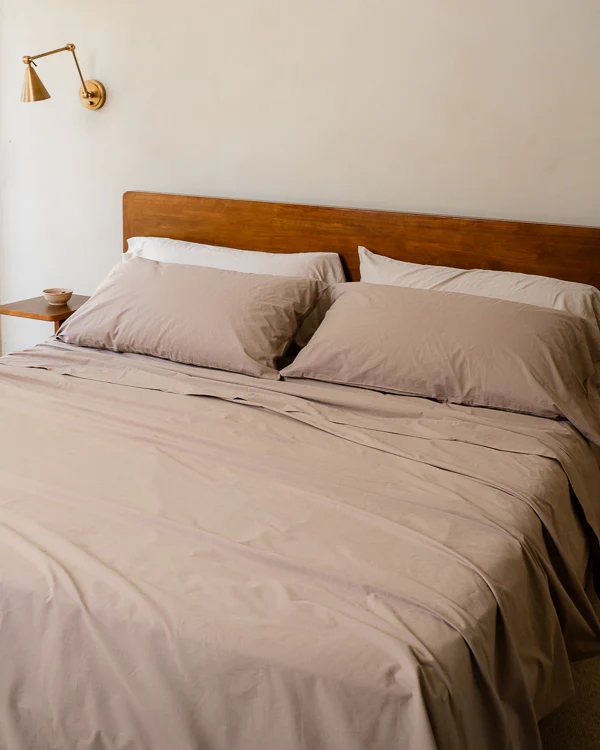 Signature Percale Solid Flat Top Sheet Beige - Image 5