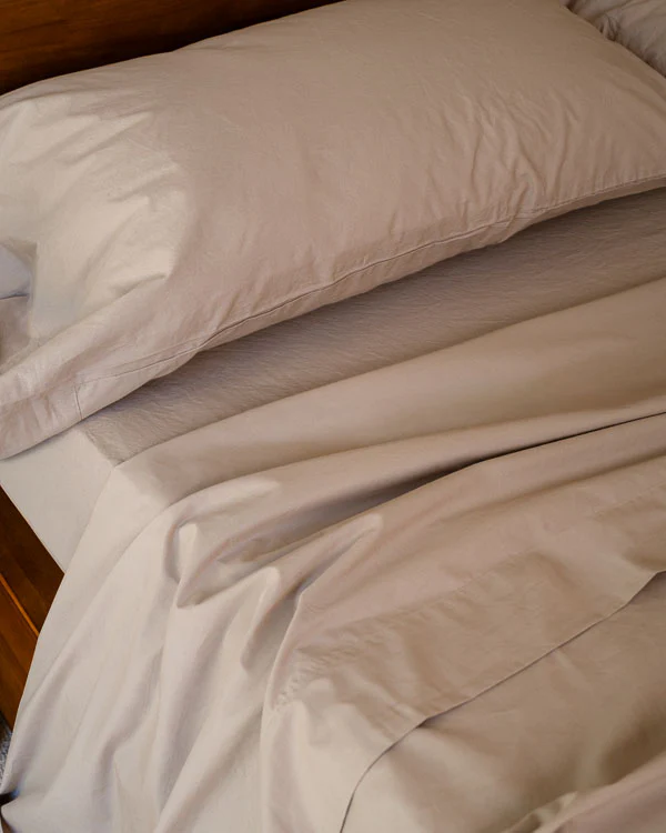 Signature Percale Solid Flat Top Sheet Beige - Image 4